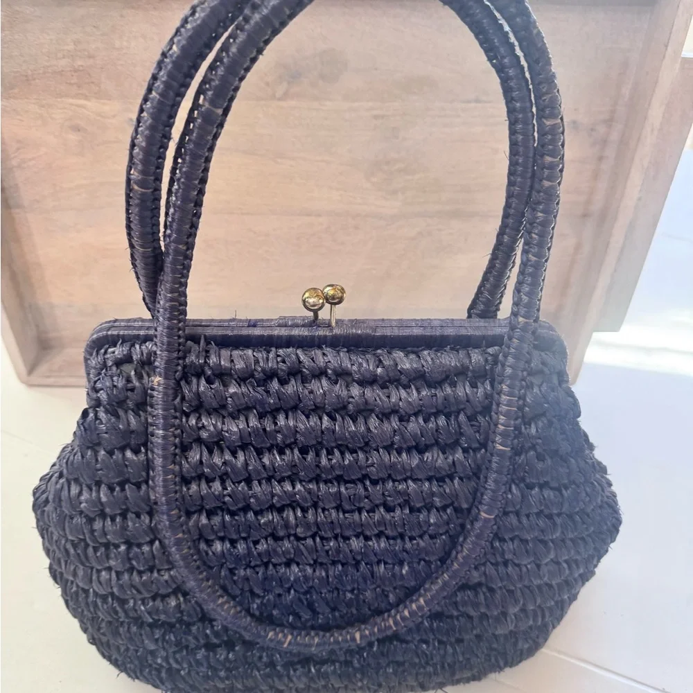 Vintage‎ 1950s 1960s Handbag Purse Cellophane straw made  in Japan